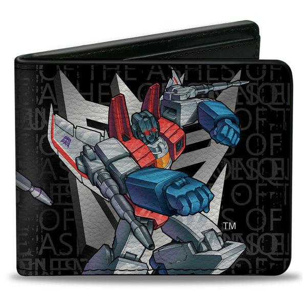 Buckle-Down Bi-Fold Wallet - Transformers STARSCREAM Poses and Decepticon Shield Black/Grays