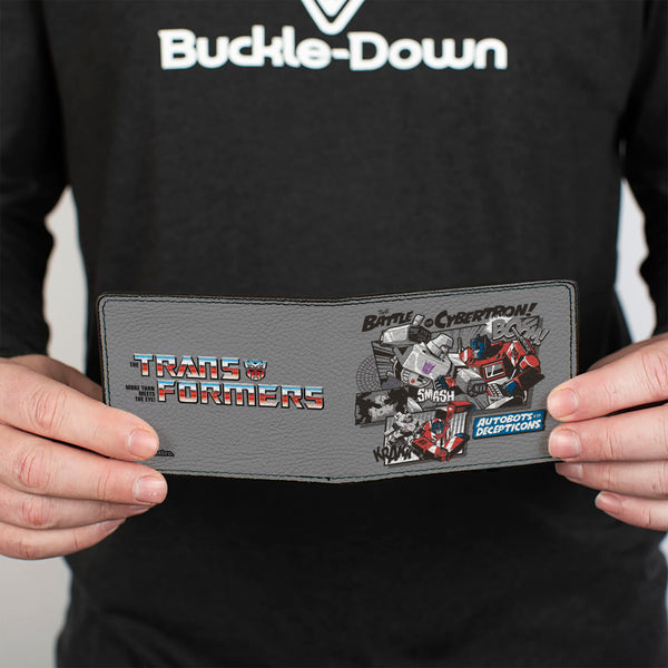 Buckle-Down Bi-Fold Wallet - TRANSFORMERS THE BATTLE OF CYBERTRON Scene And Title Logo Gray