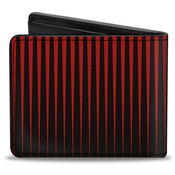 Buckle-Down Bi-Fold Wallet - Vertical Stripes Transition Black Red