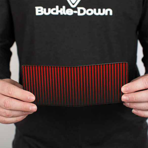 Buckle-Down Bi-Fold Wallet - Vertical Stripes Transition Black Red