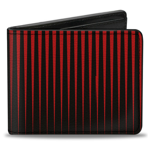 Buckle-Down Bi-Fold Wallet - Vertical Stripes Transition Black Red