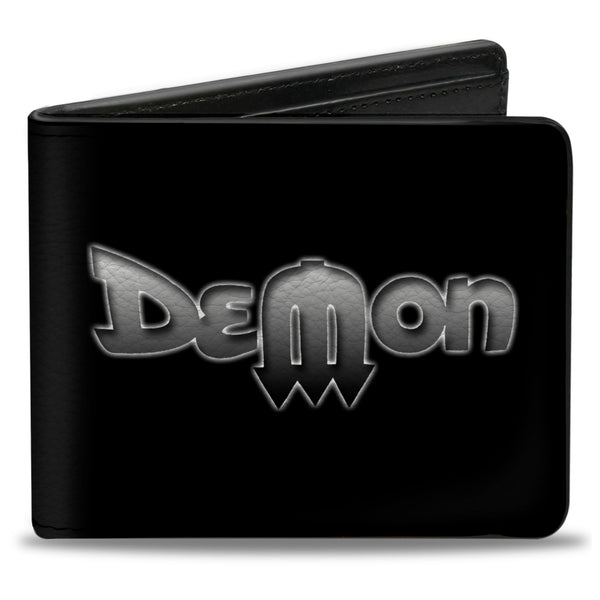 Buckle-Down Bi-Fold Wallet - Vintage Dodge DEMON Logo Black Silver-Fade