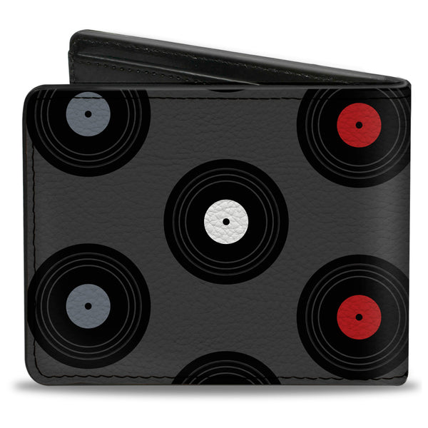 Buckle-Down Bi-Fold Wallet - Vinyl Records Gray Black Red Blue White