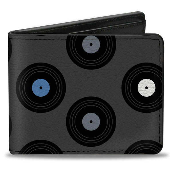 Buckle-Down Bi-Fold Wallet - Vinyl Records Gray Black Red Blue White