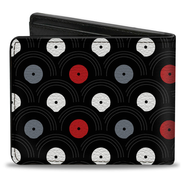 Buckle-Down Bi-Fold Wallet - Vinyl Records Stacked Black Gray Red White
