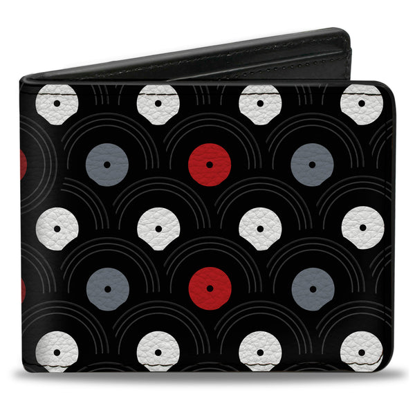 Buckle-Down Bi-Fold Wallet - Vinyl Records Stacked Black Gray Red White