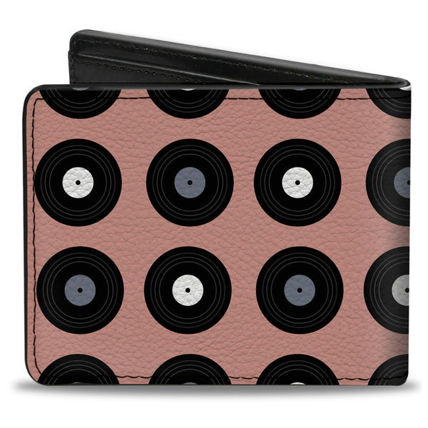 Buckle-Down Bi-Fold Wallet - Vinyl Records Tan Black Gray White