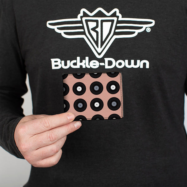 Buckle-Down Bi-Fold Wallet - Vinyl Records Tan Black Gray White