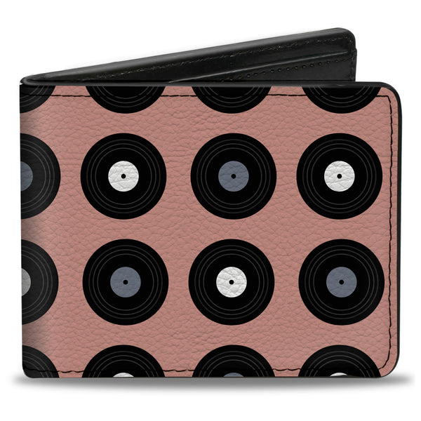 Buckle-Down Bi-Fold Wallet - Vinyl Records Tan Black Gray White