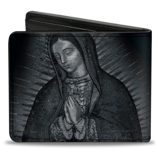 Buckle-Down Bi-Fold Wallet - Virgen De Guadalupe Close-Up Tonal Grays