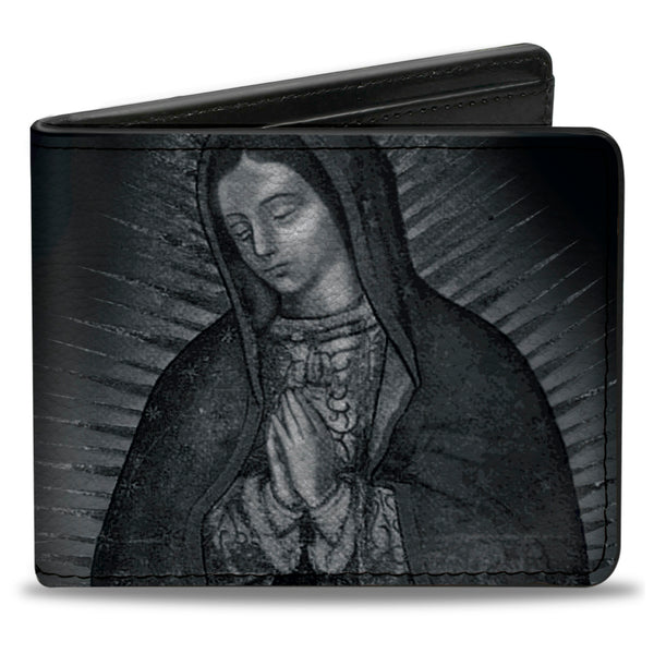 Buckle-Down Bi-Fold Wallet - Virgen de Guadalupe Close-Up Tonal Grays