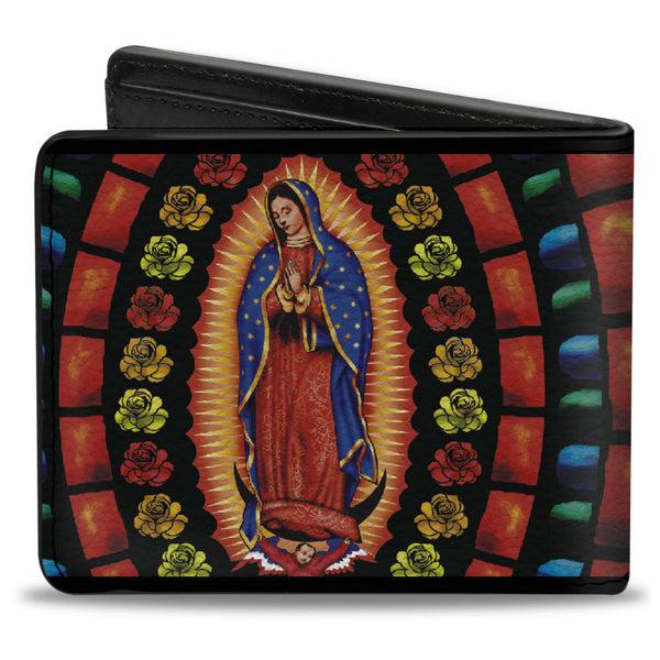 Buckle-Down Bi-Fold Wallet - Virgen De Guadalupe Roses Black Multi Color