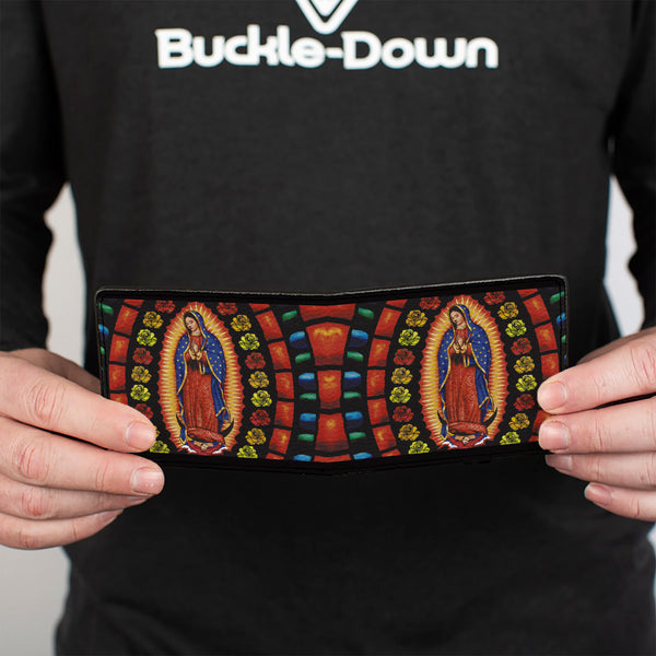 Buckle-Down Bi-Fold Wallet - Virgen De Guadalupe Roses Black Multi Color