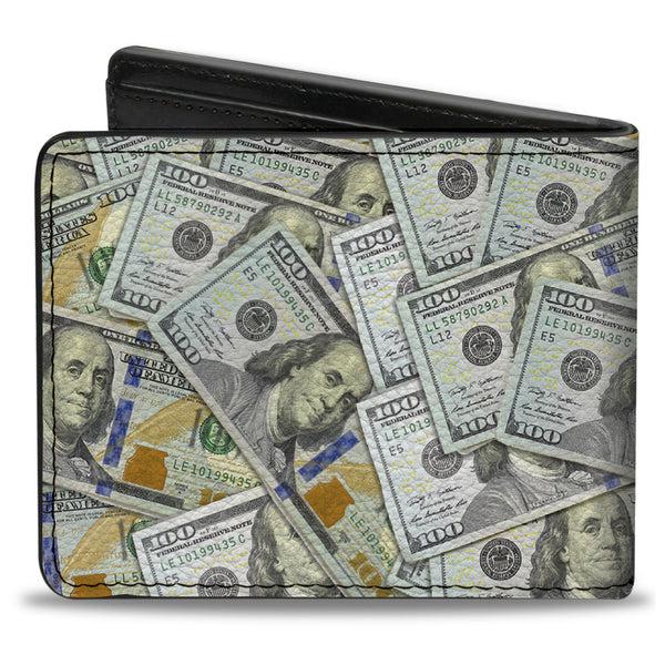 Buckle-Down Bi-Fold Wallet - Vivid 100 Dollar Bills Stacked