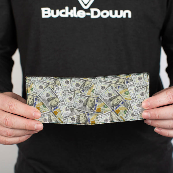 Buckle-Down Bi-Fold Wallet - Vivid 100 Dollar Bills Stacked