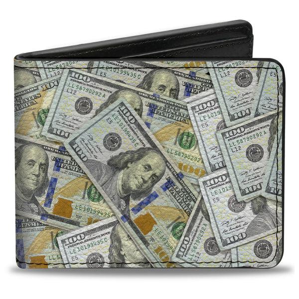 Buckle-Down Bi-Fold Wallet - Vivid 100 Dollar Bills Stacked