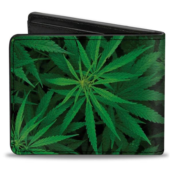 Buckle-Down Bi-Fold Wallet - Vivid Marijuana Leaves Stacked
