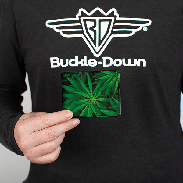 Buckle-Down Bi-Fold Wallet - Vivid Marijuana Leaves Stacked