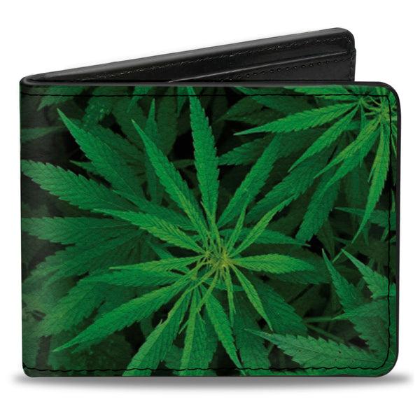 Buckle-Down Bi-Fold Wallet - Vivid Marijuana Leaves Stacked