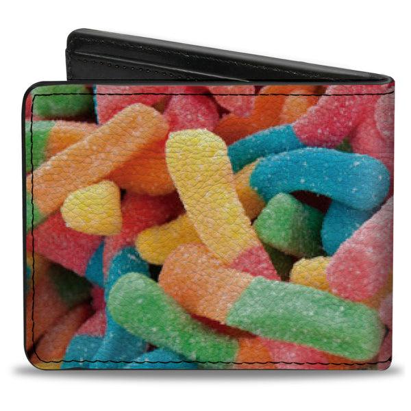 Buckle-Down Bi-Fold Wallet - Vivid Sour Worms Stacked