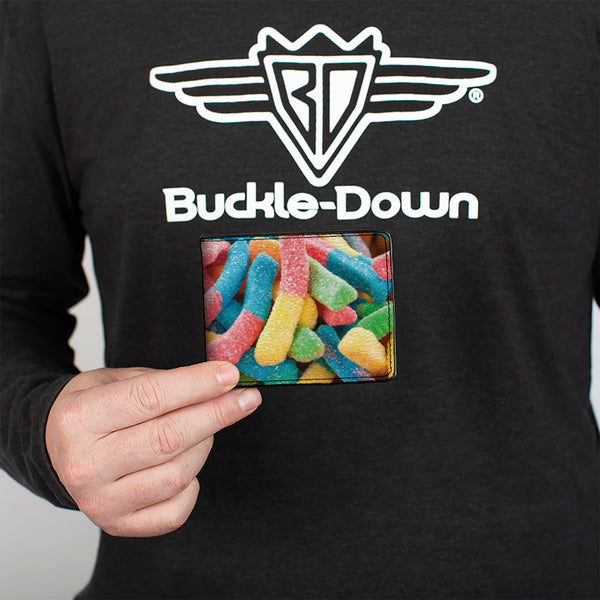 Buckle-Down Bi-Fold Wallet - Vivid Sour Worms Stacked