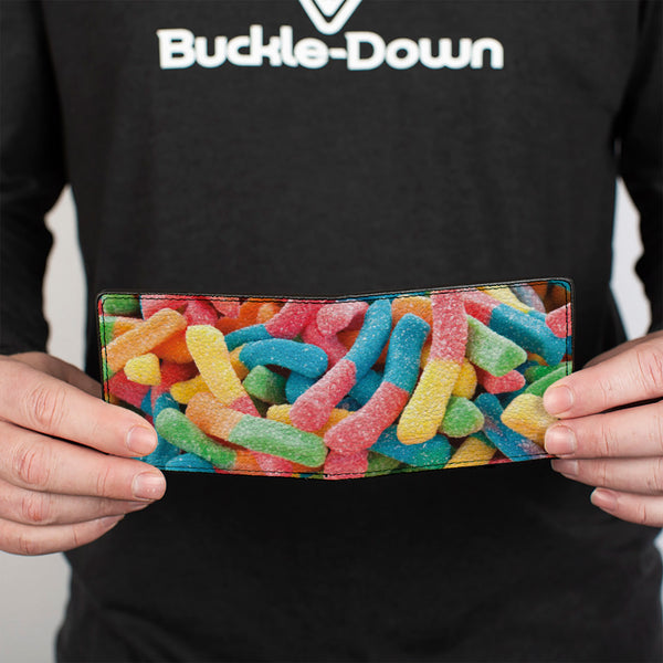 Buckle-Down Bi-Fold Wallet - Vivid Sour Worms Stacked