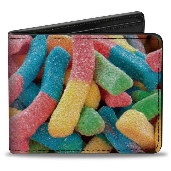 Buckle-Down Bi-Fold Wallet - Vivid Sour Worms Stacked
