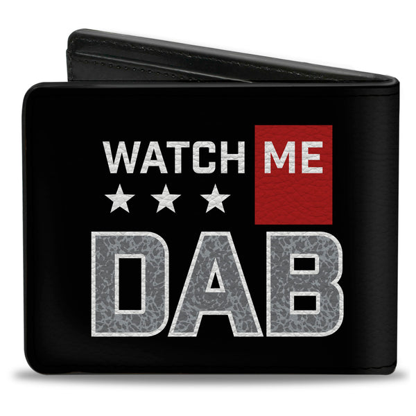 Buckle-Down Bi-Fold Wallet - WATCH ME DAB Stars Black Red White Crackle Gray