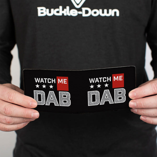Buckle-Down Bi-Fold Wallet - WATCH ME DAB Stars Black Red White Crackle Gray