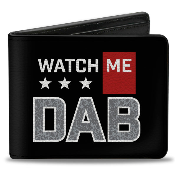 Buckle-Down Bi-Fold Wallet - WATCH ME DAB Stars Black Red White Crackle Gray