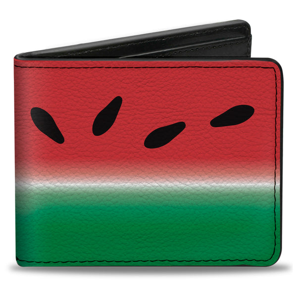 Buckle-Down Bi-Fold Wallet - Watermelon Stripe Red Green Black
