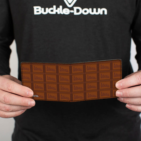 Buckle-Down Bi-Fold Wallet - Willy Wonka And The Chocolate Factory WONKA Bar Blocks Browns