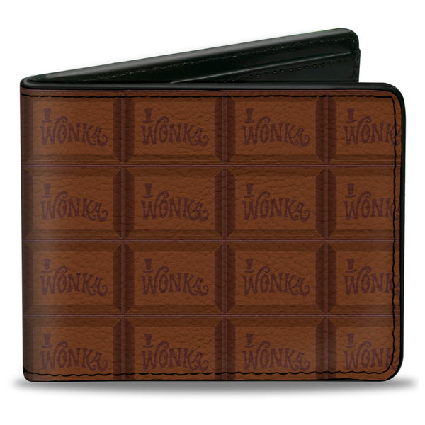 Buckle-Down Bi-Fold Wallet - Willy Wonka and the Chocolate Factory WONKA Bar Blocks Browns