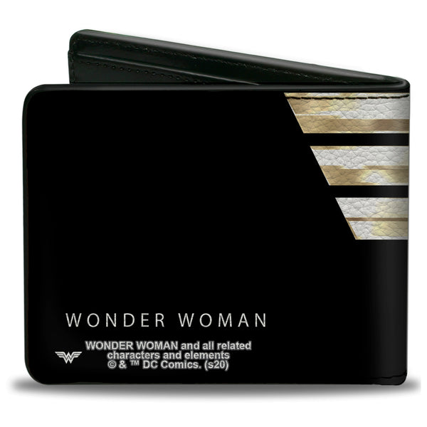 Buckle-Down Bi-Fold Wallet - WONDER WOMAN 1984 WW Logo CLOSE-UP Black Golds