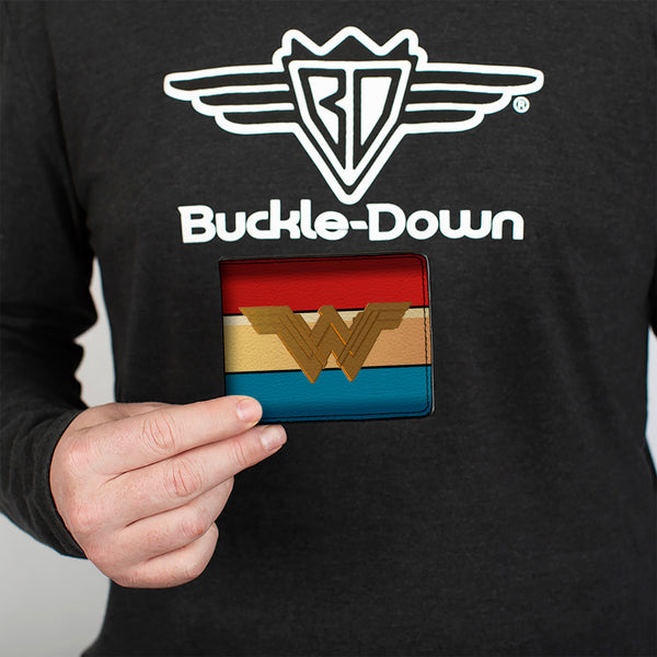 Buckle-Down Bi-Fold Wallet - Wonder Woman 2017 Icon Stripe Red Golds Blue