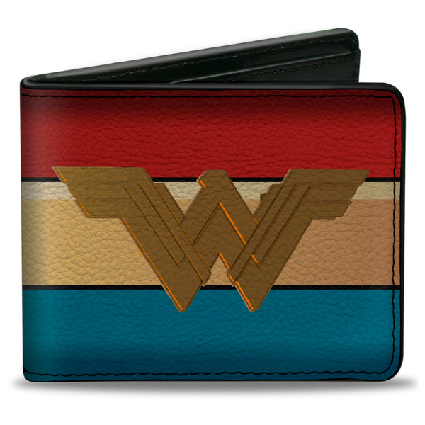 Buckle-Down Bi-Fold Wallet - Wonder Woman 2017 Icon Stripe Red Golds Blue