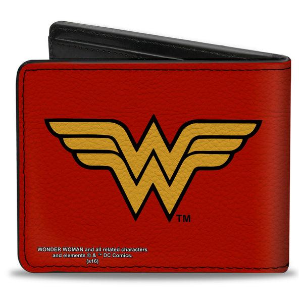Buckle-Down Bi-Fold Wallet - Wonder Woman Logo Red Black Gold