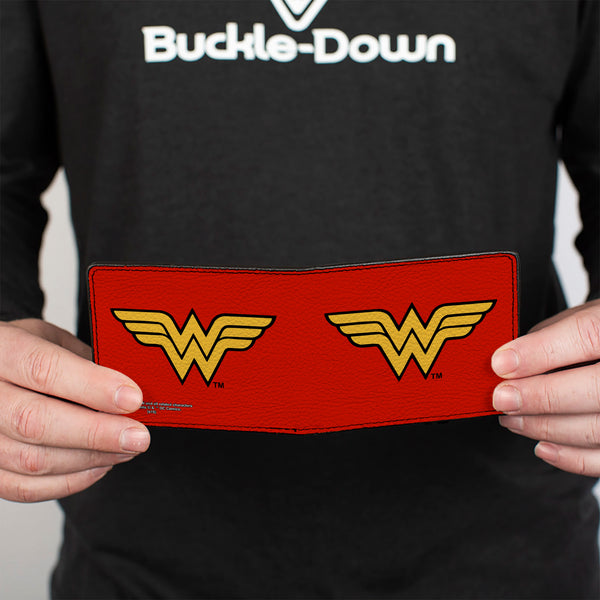 Buckle-Down Bi-Fold Wallet - Wonder Woman Logo Red Black Gold