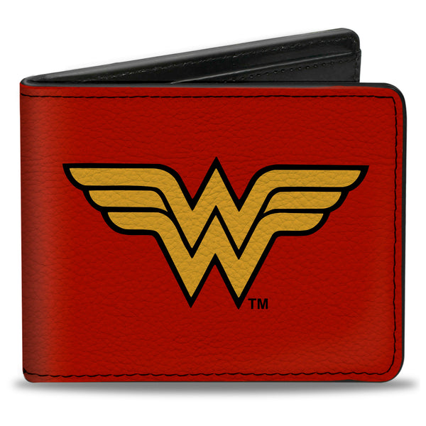 Buckle-Down Bi-Fold Wallet - Wonder Woman Logo Red Black Gold