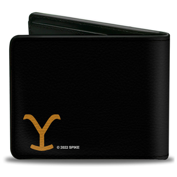 Buckle-Down Bi-Fold Wallet - YELLOWSTONE DUTTON RANCH MONTANA Black/Yellow