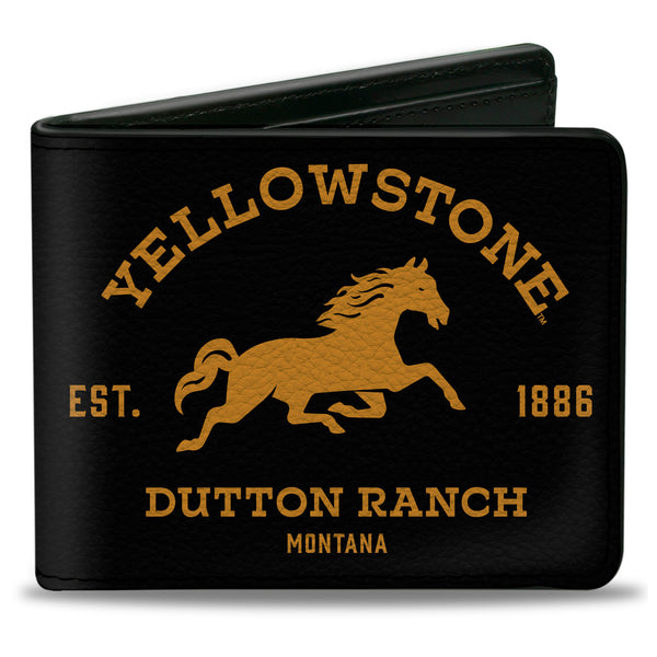 Buckle-Down Bi-Fold Wallet - YELLOWSTONE DUTTON RANCH MONTANA Black/Yellow