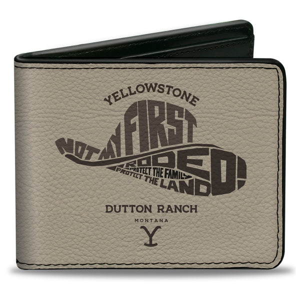 Buckle-Down Bi-Fold Wallet - Yellowstone NOT MY FIRST RODEO Typography Beige/Browns