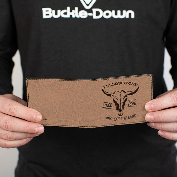 Buckle-Down Bi-Fold Wallet - YELLOWSTONE PROTECT THE LAND SINCE 1886 Tan/Brown