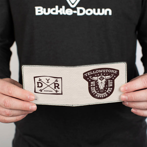 Buckle-Down Bi-Fold Wallet - YELLOWSTONE WE DON'T CHOOSE THE WAY Badge White/Brown
