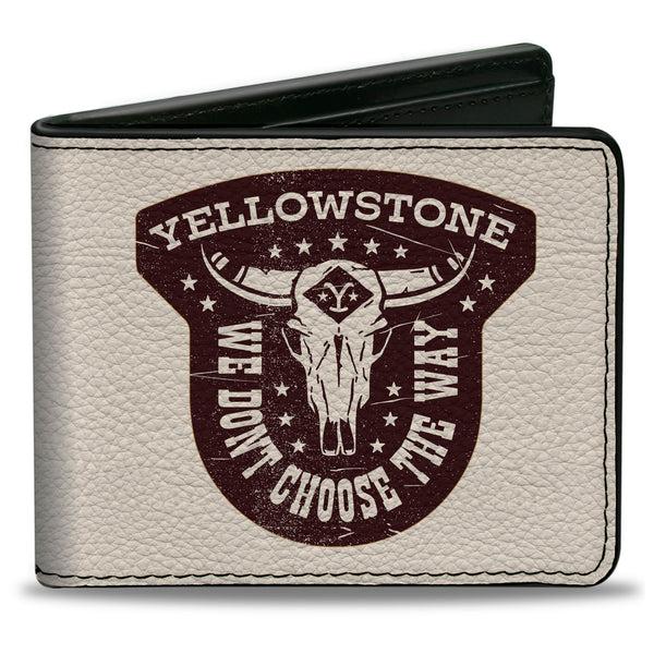 Buckle-Down Bi-Fold Wallet - YELLOWSTONE WE DON'T CHOOSE THE WAY Badge White/Brown