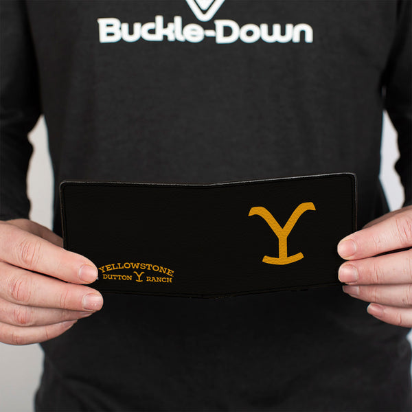 Buckle-Down Bi-Fold Wallet - Yellowstone Y Logo + Title Icon Black/Yellow