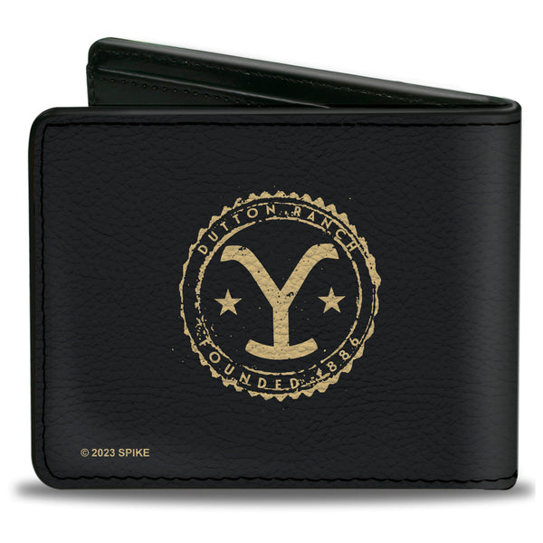 Buckle-Down Bi-Fold Wallet - Yellowstone YOUR RANCH YOUR RULES Landscape Black/Beige