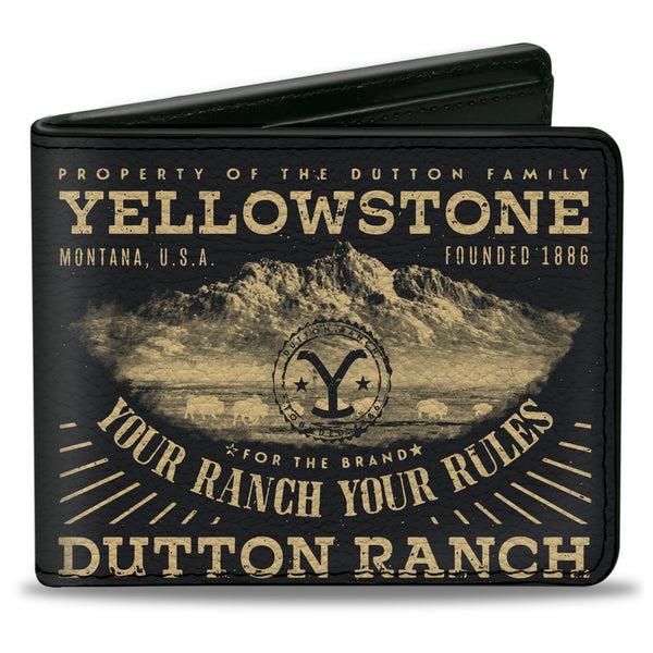 Buckle-Down Bi-Fold Wallet - Yellowstone YOUR RANCH YOUR RULES Landscape Black/Beige