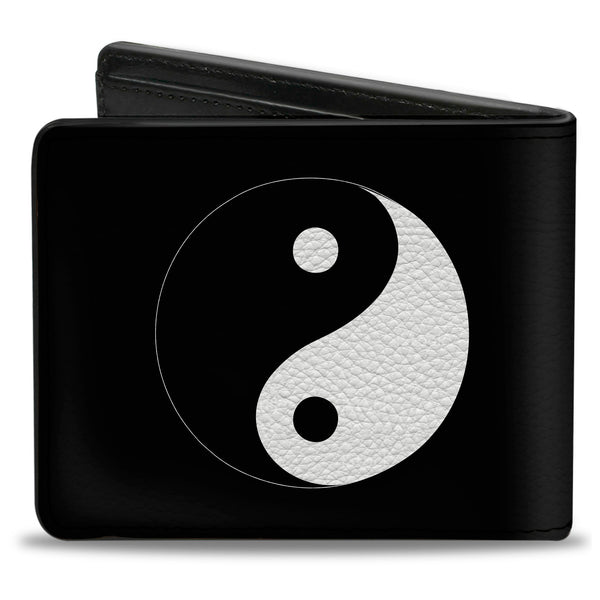 Buckle-Down Bi-Fold Wallet - Yin Yang Symbol Black White