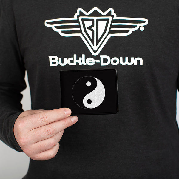 Buckle-Down Bi-Fold Wallet - Yin Yang Symbol Black White